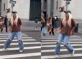 A US woman danced to a Bhojpuri song at a New York crosswalk, and the clip went viral.(Instagram/logielingo)