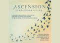 Album cover for Ascension: Symphonina Rising featuring silhouettes of birds in flight against a gradient sky, with listed orchestras and composers names on the left.