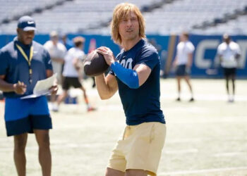 Disney/Daniel Delgado Jr. Glen Powell in 'Chad Powers'