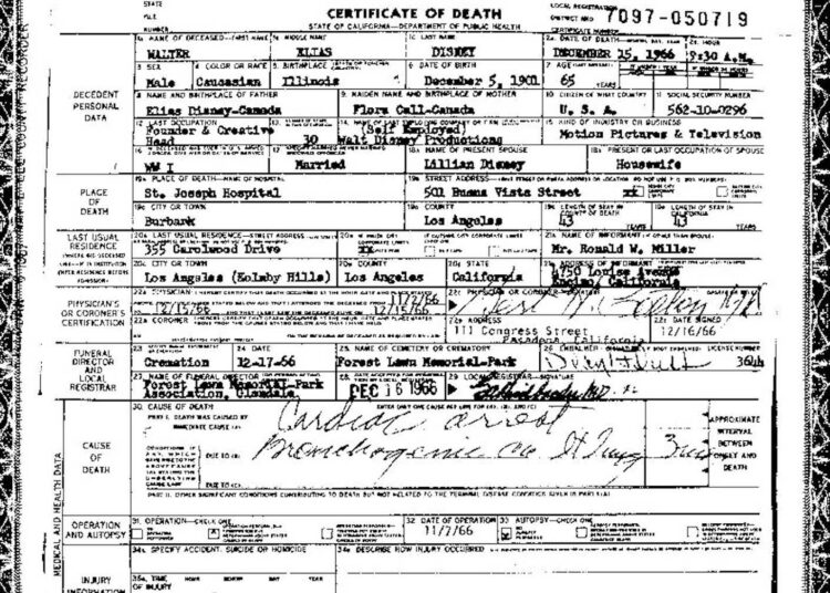 A death certificate for Disney.