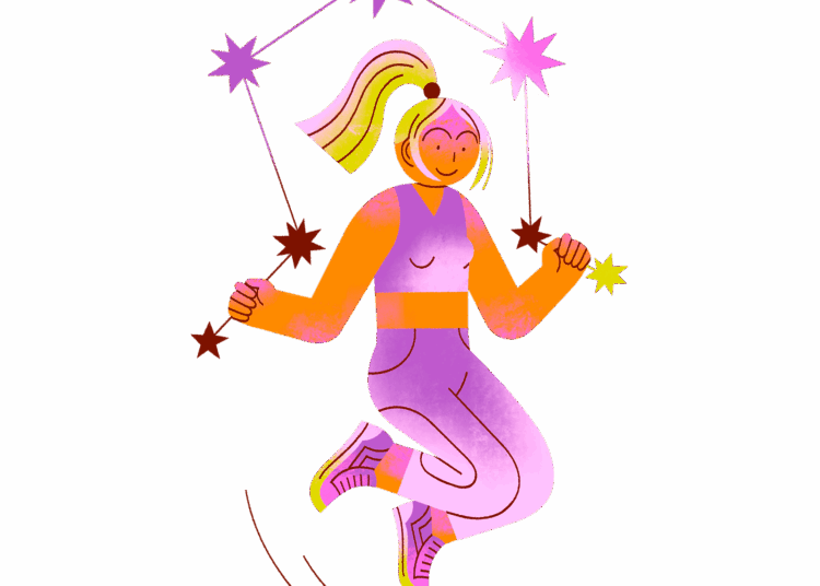 Libra jump roping with stars