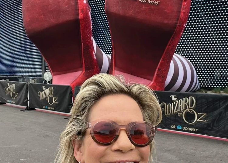giant ruby slippers at sphereu2019s exterior in las vegas