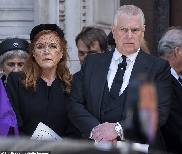 Prince Andrew (pictured with his ex-wife Sarah Ferguson, with whom he still lives) is facing having to move out of his Royal Lodge home and could be offered a new home in the UK or abroad