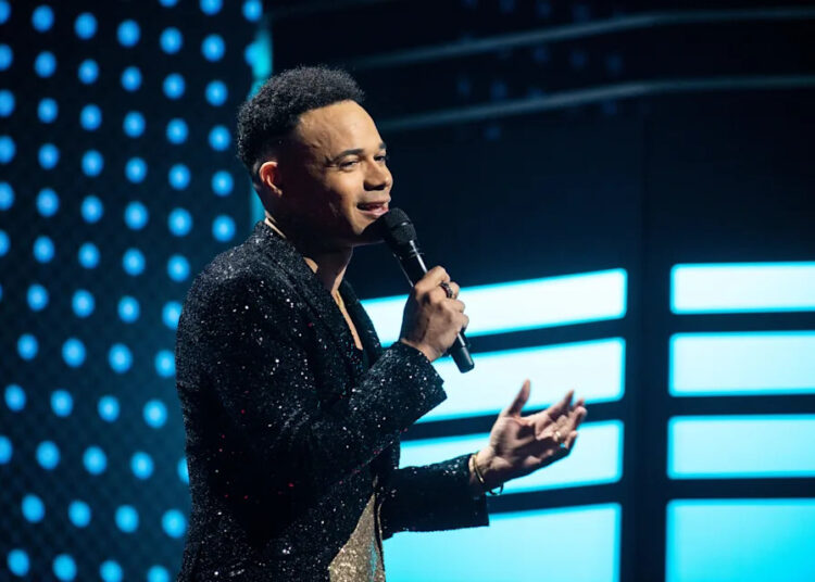 Tauren Wells hosts the 55th Annual GMA Dove Award inside the Allen Arena at Lipscomb University in Nashville, Tenn., Tuesday, Oct. 1, 2024.
