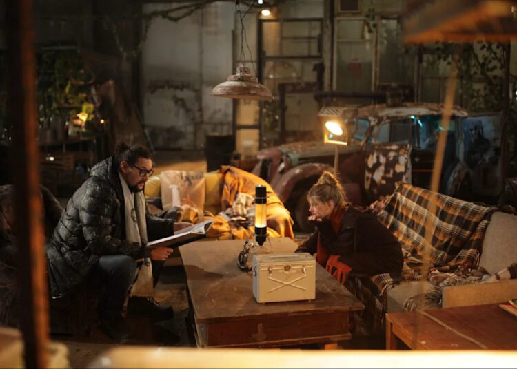 Director Timo Vuorensola gives directions to Elizaveta Bugulova, who portrays Chloe in Altered