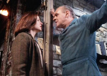 Jodie Foster's Clarice Starling talking to Anthony Hopkins' Hannibal Lecter in The Silence of the Lambs