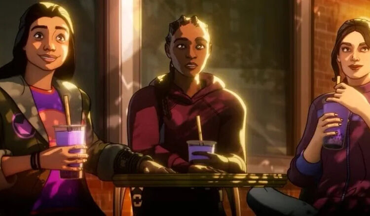 Kamala hallucinates an unharmed Riri and Kate in Wanda's fake reality in Marvel Zombies