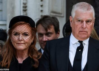 Prince Andrew may have lost all his remaining titles, but he will continue to reside with his ex-wife Sarah Ferguson at Royal Lodge in Windsor. Pictured: The pair at the Duchess of Kent's funeral last month