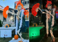 Courtesy Miranda Soukup - PHOTO: Soukup’s Taylor Swift “showghoul” skeleton during the day and at night.