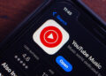 close up of YouTube Music app page in App Store on iPhone