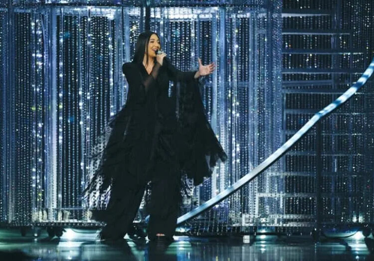 YUVAL RAPHAEL PERFORMS ‘New Day Will Rise’, during the final of the 2025 Eurovision Song Contest in Basel, Switzerland, in May 2025. (credit: DENIS BALIBOUSE/REUTERS)