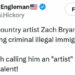Tweet reading "No name Country artist Zach Bryan, slams ice for deporting criminal illegal immigrants. It's a stretch calling him an "artist" because he has no talent!"