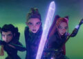 Zoey, Rumi and Mira are ready for battle in <em>KPop Demon Hunters</em>.Netflix