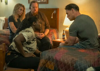 Jennifer Holland, Danielle Brooks, Steve Agee, and John Cena in 'Peacemaker' Season 2 finale