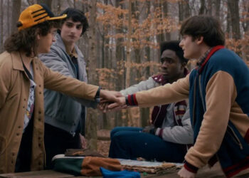 Gaten Matarazzo, Finn Wolfhard, Caleb McLaughlin, and Noah Schnapp in 'Stranger Things' Season 5