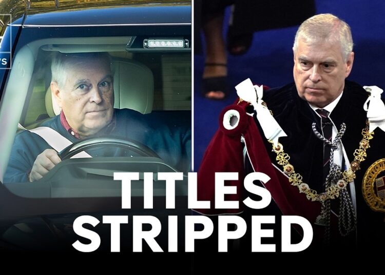Prince Andrew stripped of Royal titles, surrenders residence