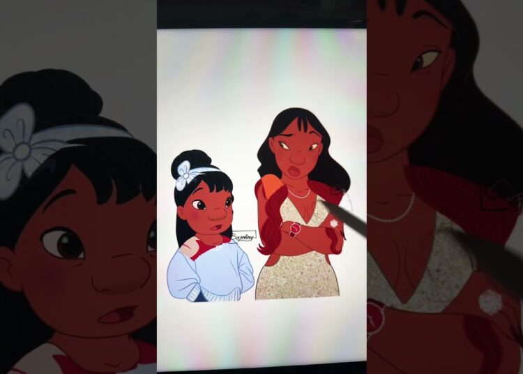 Glowup Lilo and Nani #disney #art #glowup #artist #shorts #shortvideo