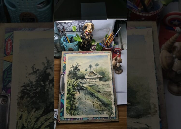 watercolor color on the paper…#ytshorts #watercolor #artist #odiaart #drawing #painting