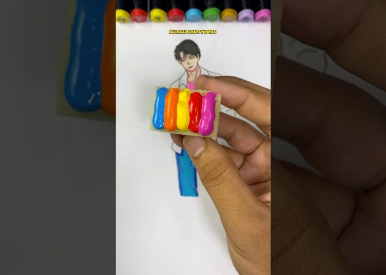 Jinu Saja rainbow 🌈 Dress painting technique #shorts #artist #trending