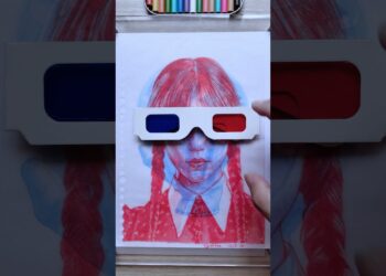 Wednesday & Thing 🖤🖐️ #art #drawing #3dglasses