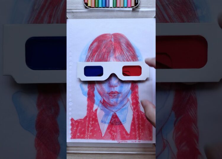 Wednesday & Thing 🖤🖐️ #art #drawing #3dglasses