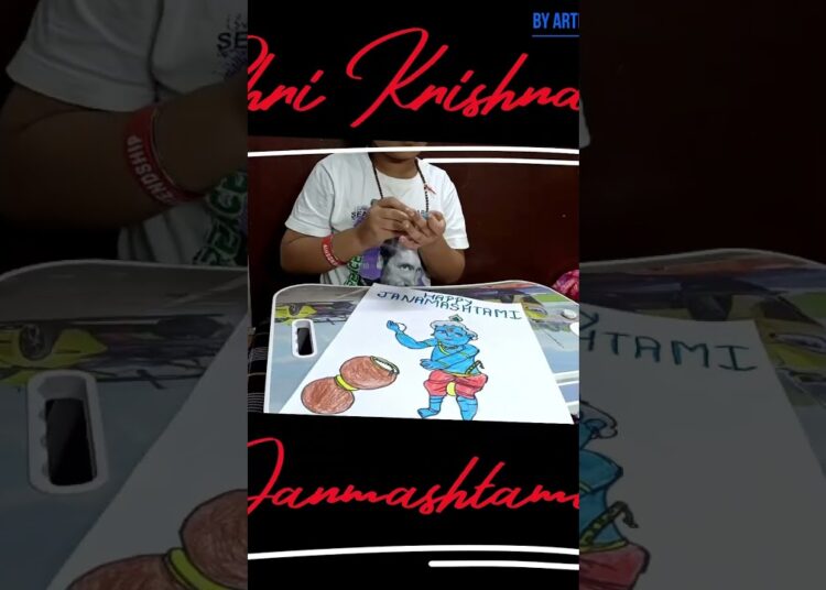 Art by artist Aarav for Sri Krishna Janmashtami #school #drawing #activity #Janmashtami #Krishna