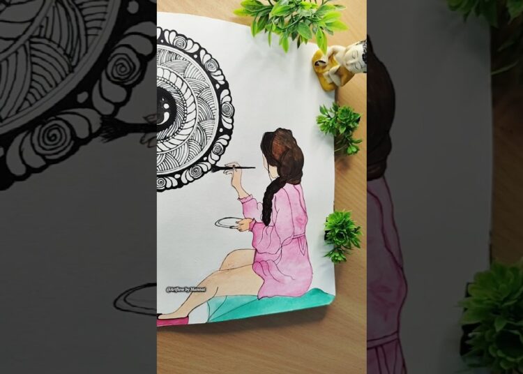 Lost in Art✨A Girl Painting Mandala#art #viral #painting #trending #shorts #youtubeshorts