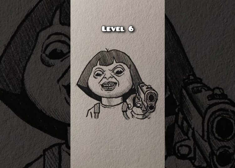 How to draw Dora in different level #dora #drawing #art #sketch #howtodraw #quickdrawing #fyp #anime