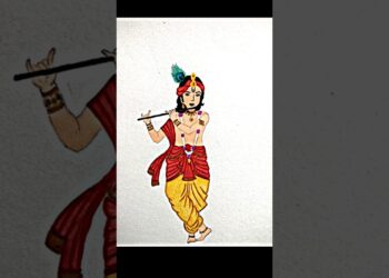 Part:3🎨🪈 Krishna Drawing #youtubeshorts #god #art #instagram #youtube