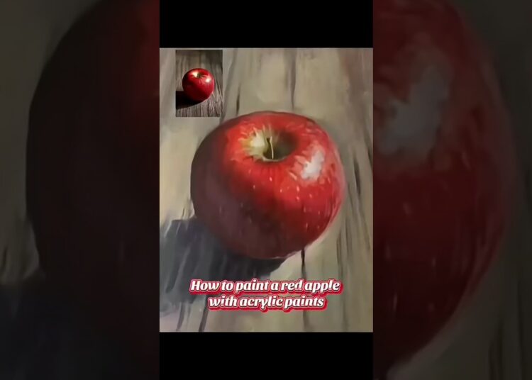 PAINTING A RED APPLE WITH ACRYLIC PAINTING|| HOW TO PAINT. ARTIST: filadorapainter