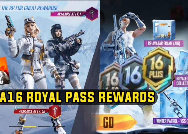 BGMI A16 ROYAL PASS REWARDS / A16 ROYAL PASS 1 TO 100 RP REWARDS / BGMI 4.1 UPDATE A16 RP KAB AAYEGA