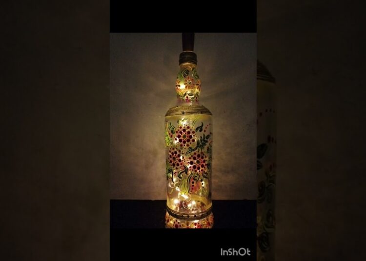 bottle art# acrylic#threads #easy painting