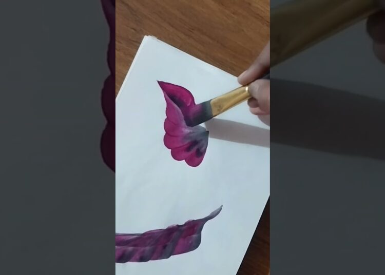 watercolor onestroke leafpainting tutorial #artifyrubby #artist #viralvideo #satisfying #shorts