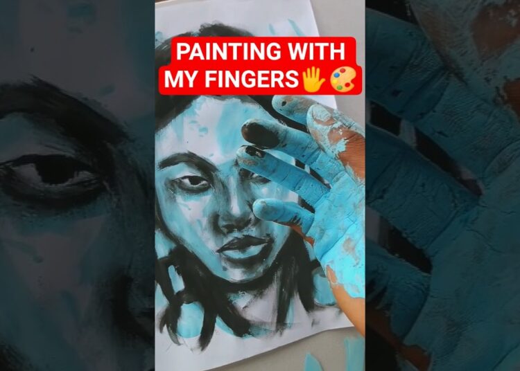 I painted with my fingers🎨🖐️ #shortsfeed #painting #portrait #artwork #art #trendingshorts