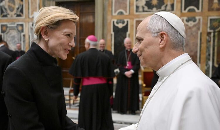 Pope Leo Meets Cate Blanchett & Many More Celebs During Papal Audience with the Film Industry (Photos) | Adam Scott, Alba Rohrwacher, Alison Brie, Cate Blanchett, Chris Pine, Darren Aronofsky, Dave Franco, Giulio Base, Greta Gerwig, Gus Van Sant, Judd Apatow, Leslie Mann, Monica Bellucci, Nicolas Winding Refn, Pope Leo, Spike Lee, Viggo Mortensen | Celebrity News and Gossip | Entertainment, Photos and Videos
