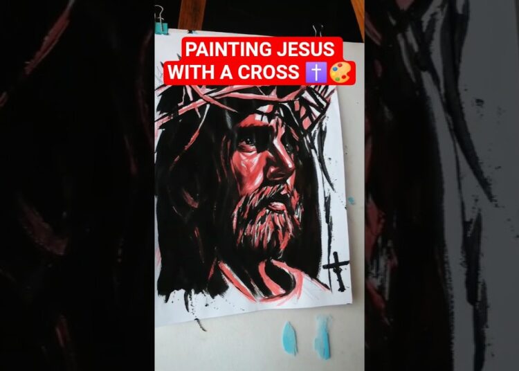I Painted Jesus With a Cross 🙏🎨 #art #shortsfeed #trendingshorts #jesus #shortsvideo