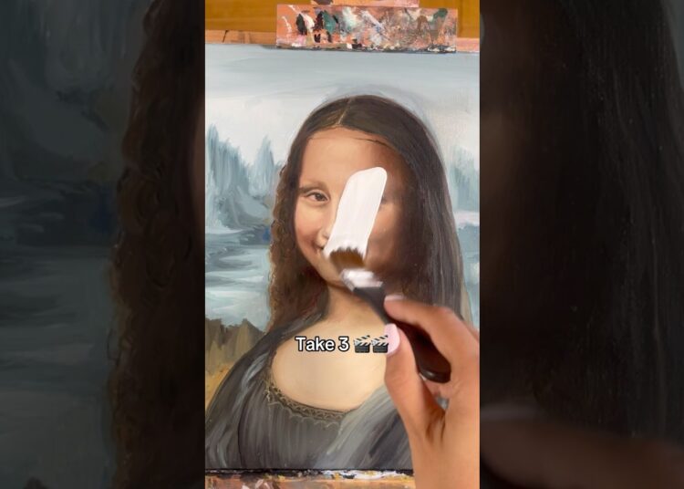Painting Mona Lisa with a different smile 🥰 #artchallenge