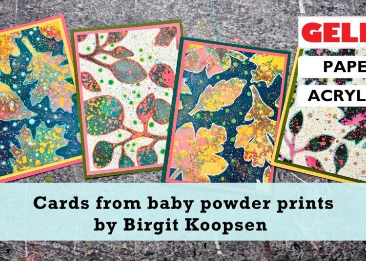 Gelli Arts® Cards from Baby Powder Prints by Birgit Koopsen