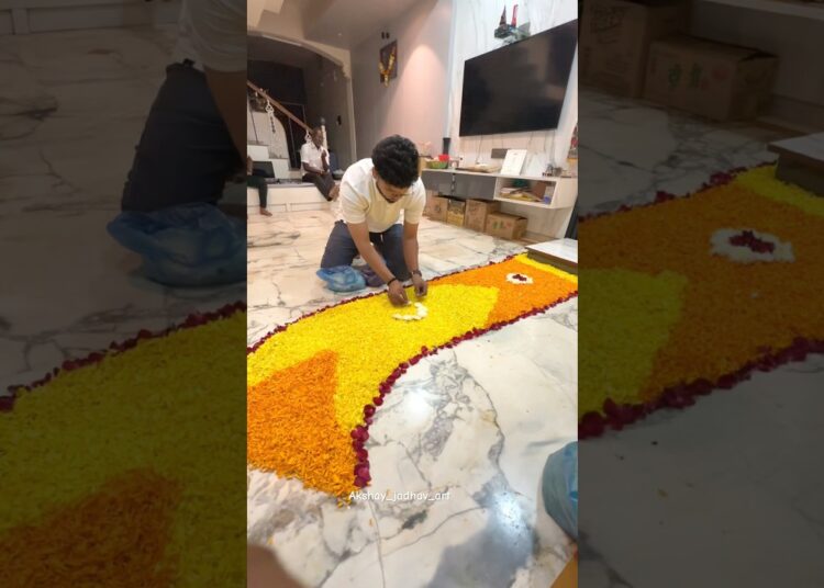 Flower decoration by Akshay jadhav art #flowerrangoli #artis #arte #artist #artwork #arts #rangoli
