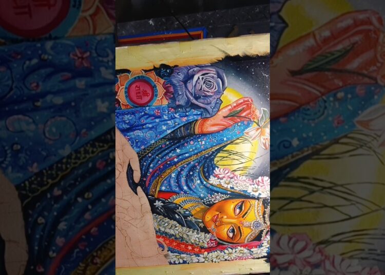 Radhakrishna acrylic painting 🦚#radharani #radhakrishna #viral #shorts#trending #ytshorts #artist#yt