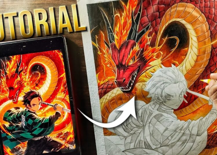 How To Coulor Tanjiro’s Background✅| Step by Step | Rishi Kelkar Arts