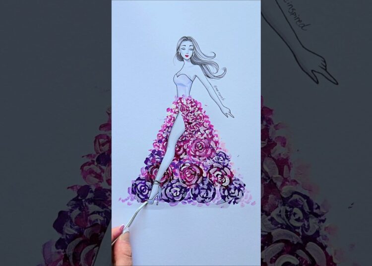 Would you wear this Rose Dress? 💜#art #artwork #artist #draw #drawing #satisfying #fashion #style