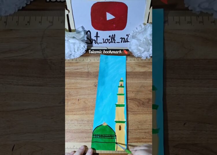 Quran bookmark with on canvas painting ideas 🎨#artist #calligraphy #painting #statusvideo #bismillah