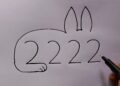 How To Draw Rabbit With 2222 Number | Rabbit Drawing Step By Step