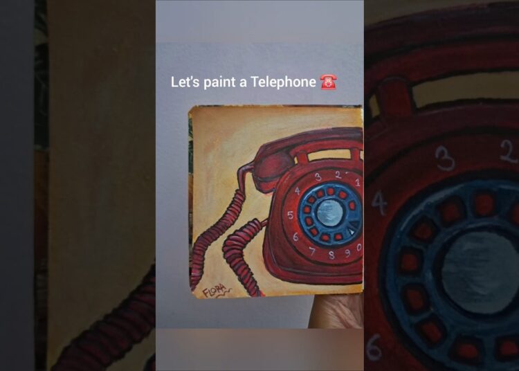Paint A Vintage Telephone ☎️ #preetre #art #drawing #vintageart #ytshorts #artshorts