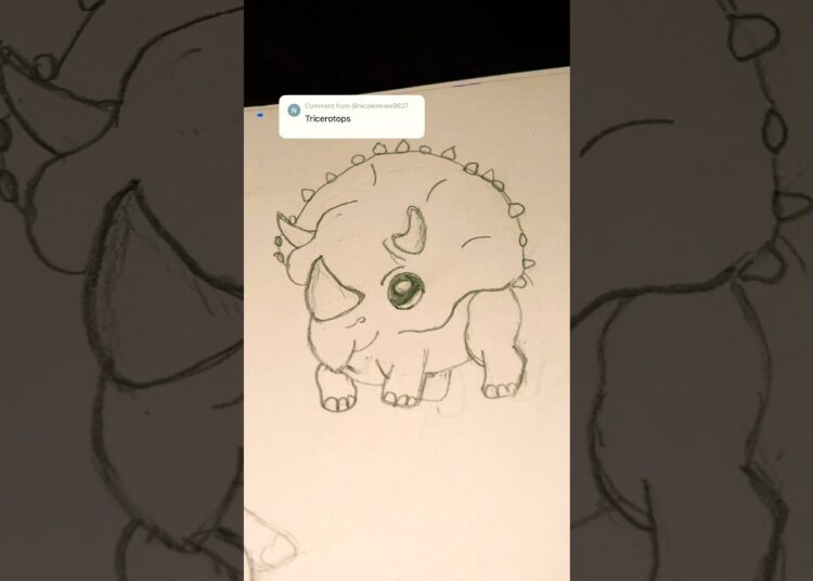 ✨Draw a triceratops with me✨#art #artist #sketch #sketching #drawing #draw #dinoart #triceratops