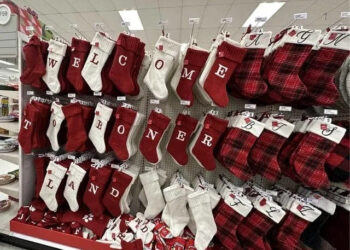 "Welcome to Boner Land" spelled in Christmas stockings