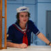 Steve Harrington in his Scoops Ahoy outfit in Stranger Things