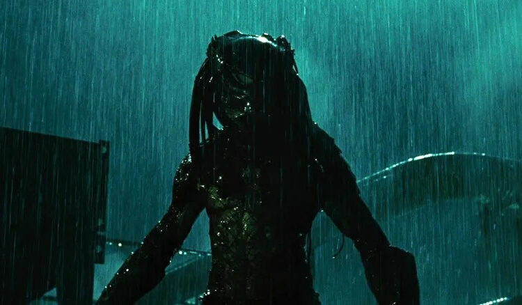 Wolf standing in the rain in Aliens vs. Predator: Requiem