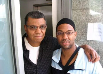 Detroit musician Gerard Gibbs, right, posted this photo on Facebook to honor and convey how much it meant for him to receive an embrace and handshake from the late jazz legend Jack DeJohnette, a native of Chicago who was loved by fans in Detroit and across the world.